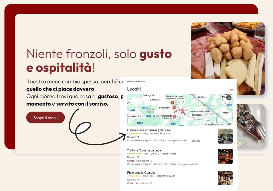 Il sito dell'Osteria Pane&Salame a Nerviano e i risultati di ricerca Google
